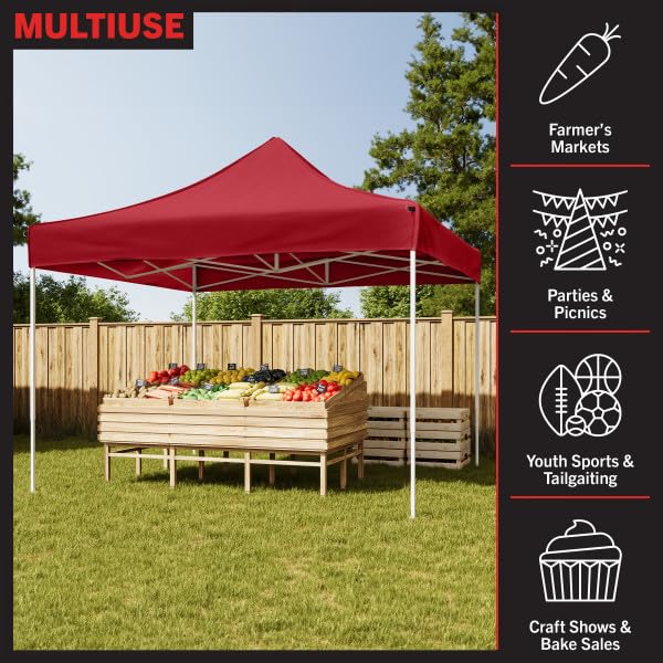 Pop-Up Outdoor Canopy Shade - 10x10 Water-Resistant Party Tent with Instant Setup and Portable Carrying Bag for Storage or...