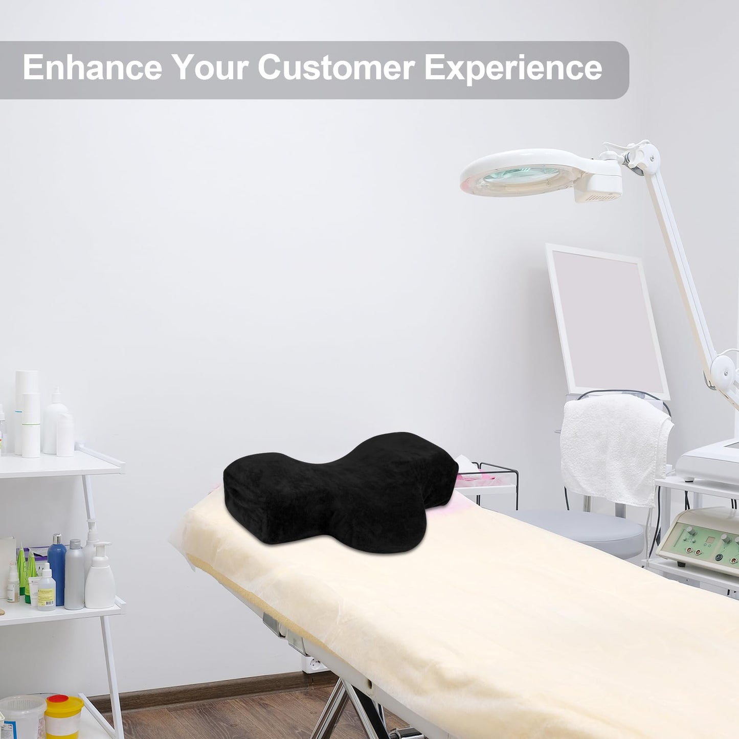 IMENE Lash Pillow for Lash Extensions- Memory Foam Lash Pillow with Neck and Back Support, Ergonomic lash Bed Pillow with Velvet