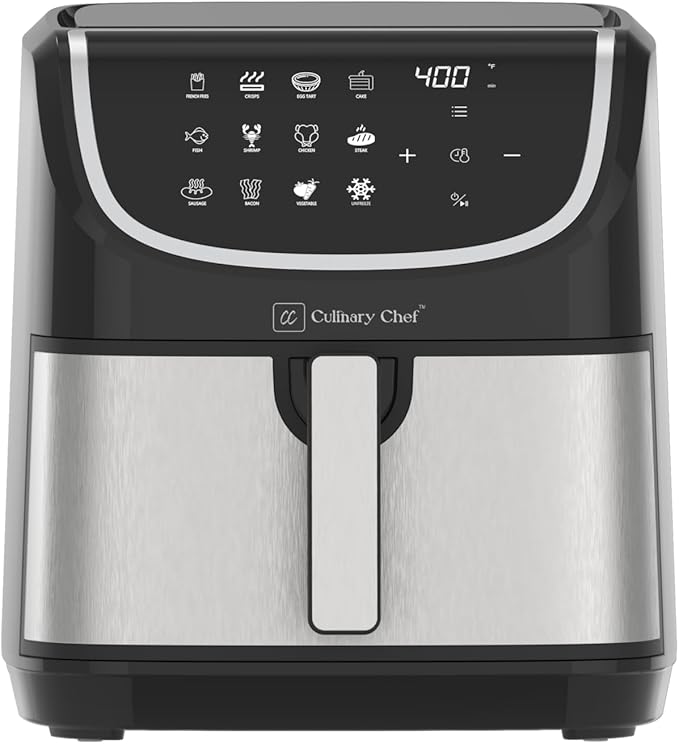 CULINARY CHEF EAF601-BLACK 6L Easy-to-Use Digital Air Fryer, 8.2qt, Black