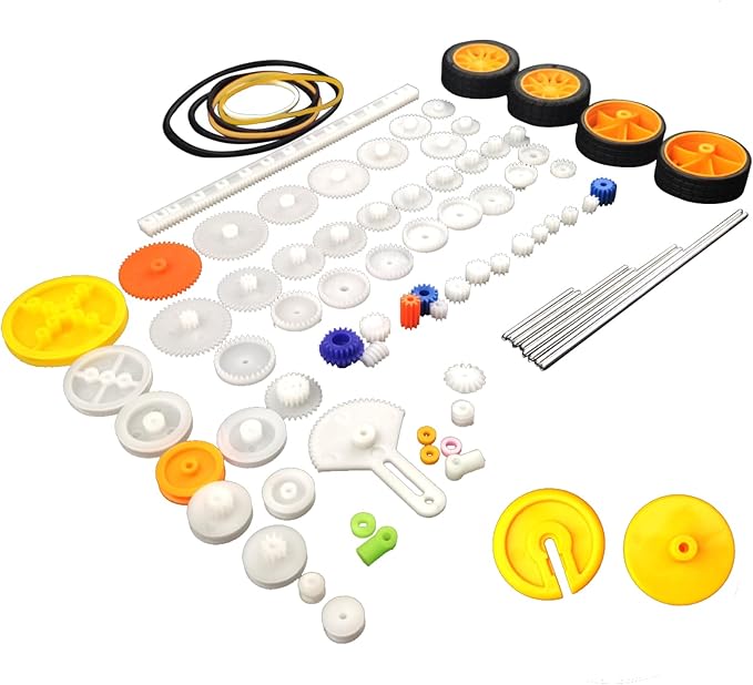 EUDAX 82 pcs Plastic Gear Package Kit - DIY Gear Assortment Accessories Set for Toy Motor Car Robot Various Axle Belt Bush...