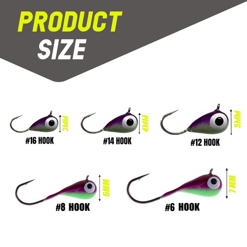 Reaction Tackle Tungsten Ice Jig 6mm - Variety kit 40pcs with Long Shank Hook