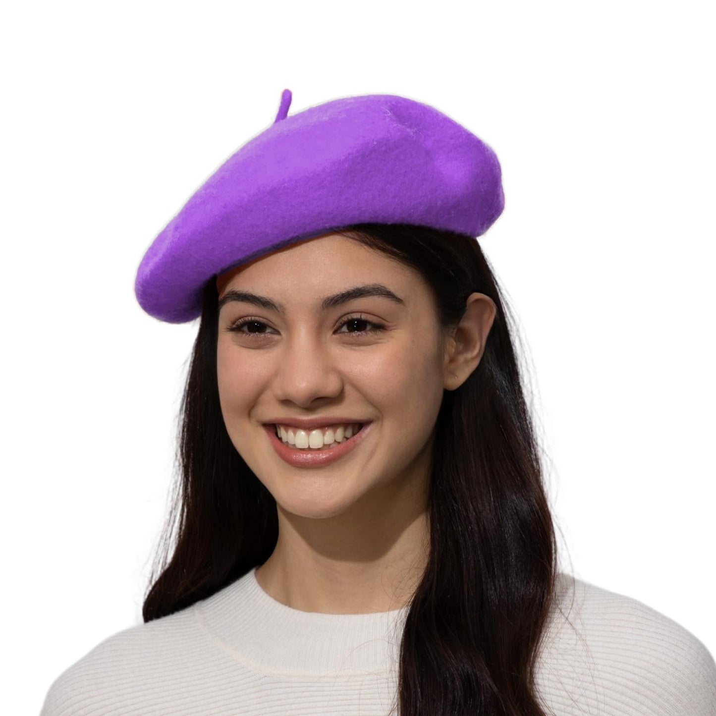 Classic Wool Beret Hats for Women Man Painter hat French Beret for Man Woman Warm Winte. (Purple)