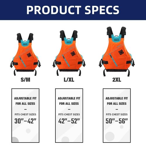 Thurso Surf Horizon Life Jacket – USCG Approved Adult Life Vest for Kayaking Boating Fishing PFD Personal Flotation Device for Men Orange (S/M)