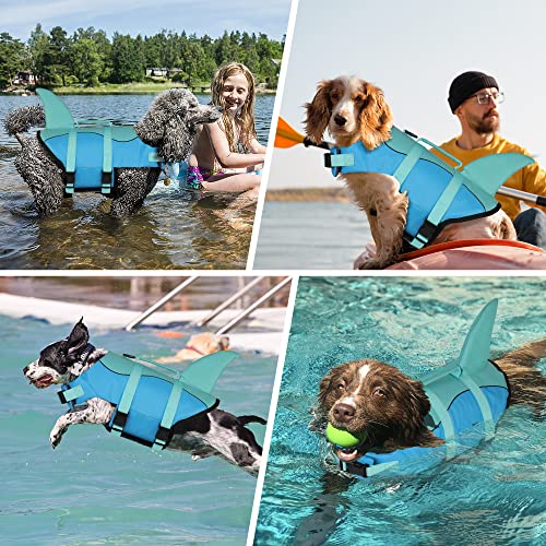 Dogcheer Dog Life Jacket, Cute Shark Dog Life Vest for Swimming Boating with Superior Buoyancy and Rescue Handle, Adjustab...