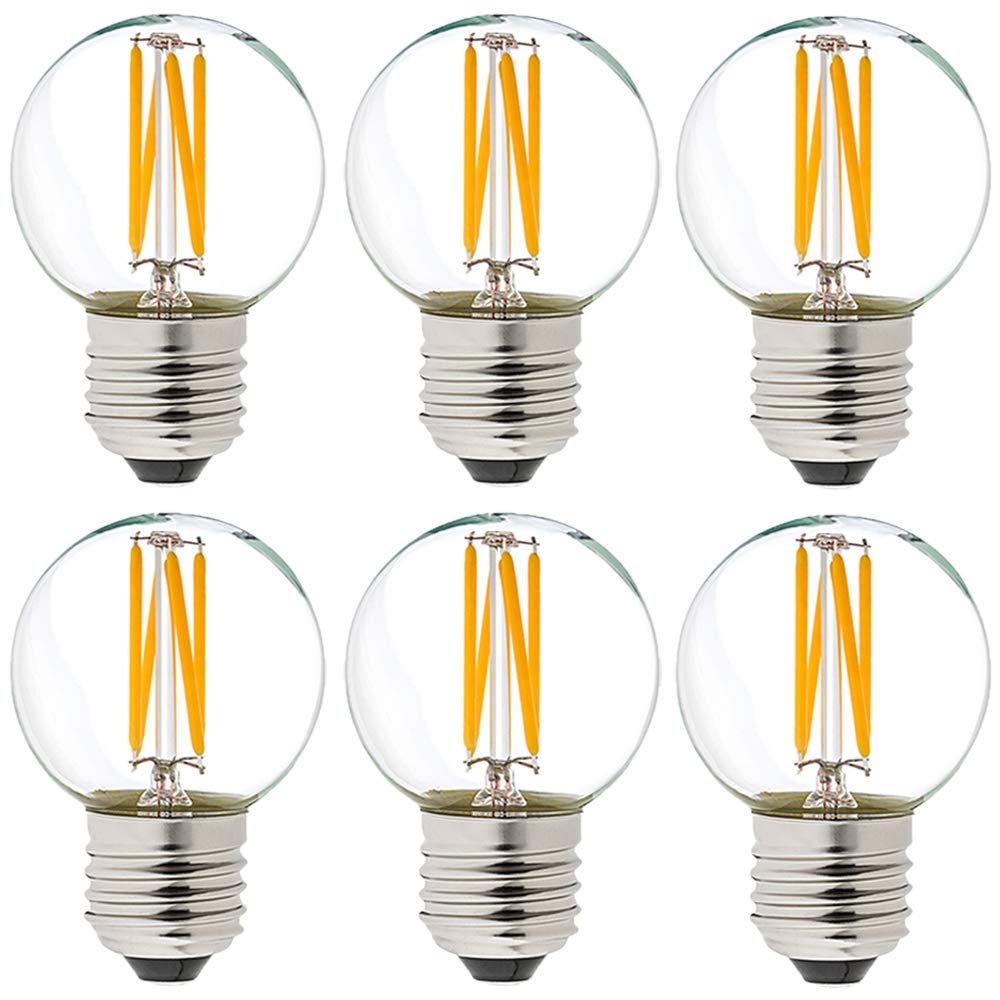 LiteHistory Dimmable g16.5 led Bulb 40W g16 1/2 led Edison Bulb 2700K 4W e26 Globe Light Bulbs for Ceiling Fan,Chandelier,Vanity Light Bulb AC120V 400lm 6Pack