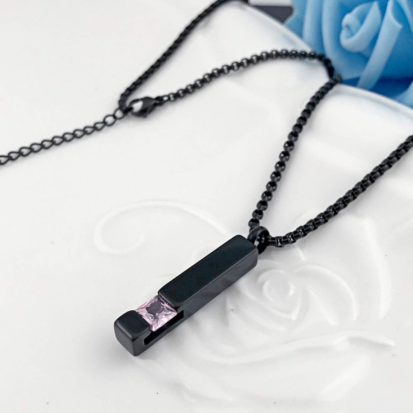 YOUFENG Urn Necklaces for Ashes Birthstone Cube Urns for Human Ashes Memorial Cremation Urn Locket Keepsake Ashes Jewelry (Octob