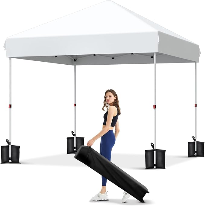Garvee 10x10 Pop Up Canopy Tent Outdoor Canopy One-Person Set Up Heavy Duty Commercial Instant Tent Shelter, 0-Sidewall