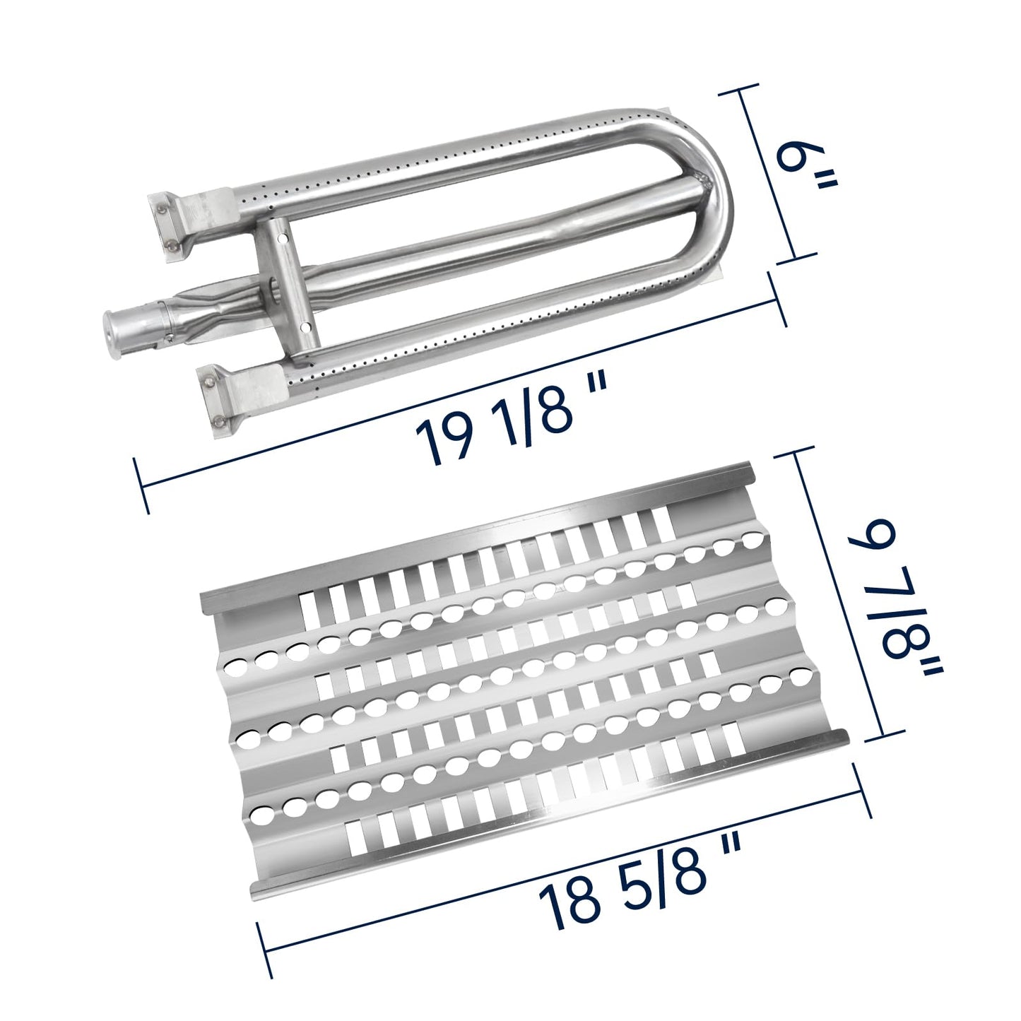 Kalomo Grill Burners Radiant Tray Ceramic Rods for DCS Grill 27DBQR, DCS 36 BGB36-BQARL, DCS 48 BGB48-BQARL, DCS 30 BGB30-BQR-L, 18" Stainless Steel Heat Plates Shield Cook Grill Replacement Parts
