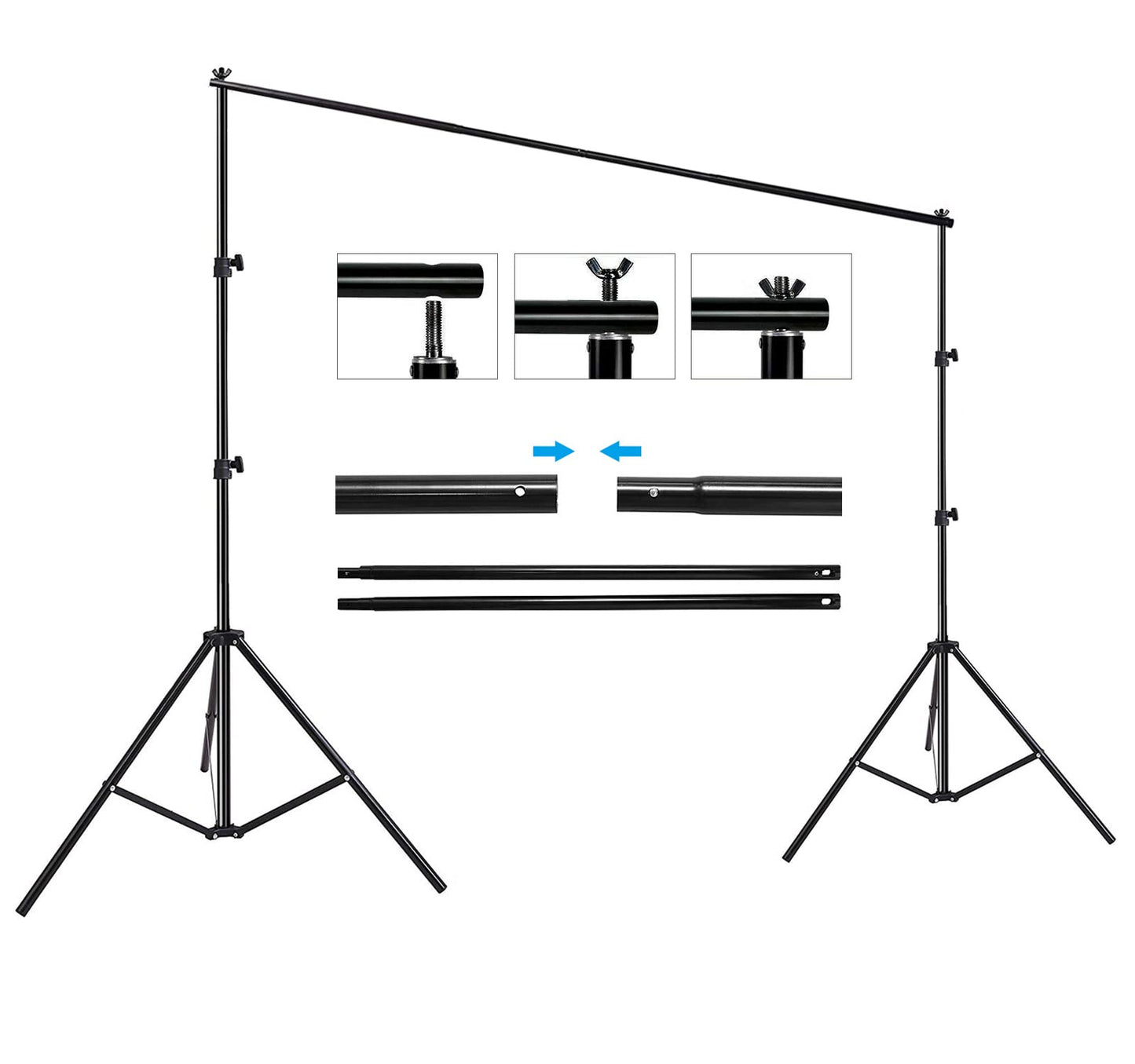 HYJ-INC Photo Video Studio Photography Backdrop Stand, 8 x 8 ft Adjustable Photo Background Holder, Back Drop Banner Stand Support System Kit with Carry Bag