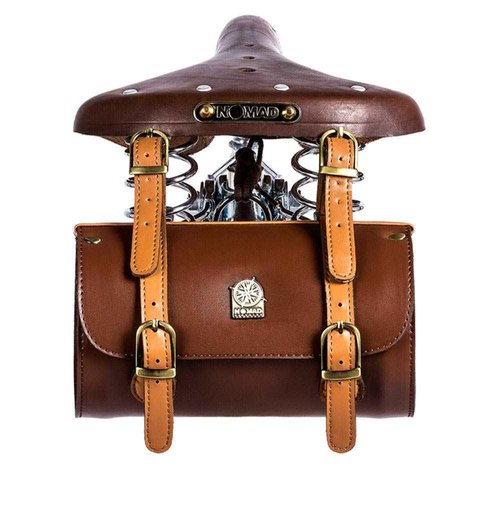 UNISTRENGH Vintage Classic Bicycle Saddle Leather Saddle Coil Spring Rivets Bike Seat, Brown