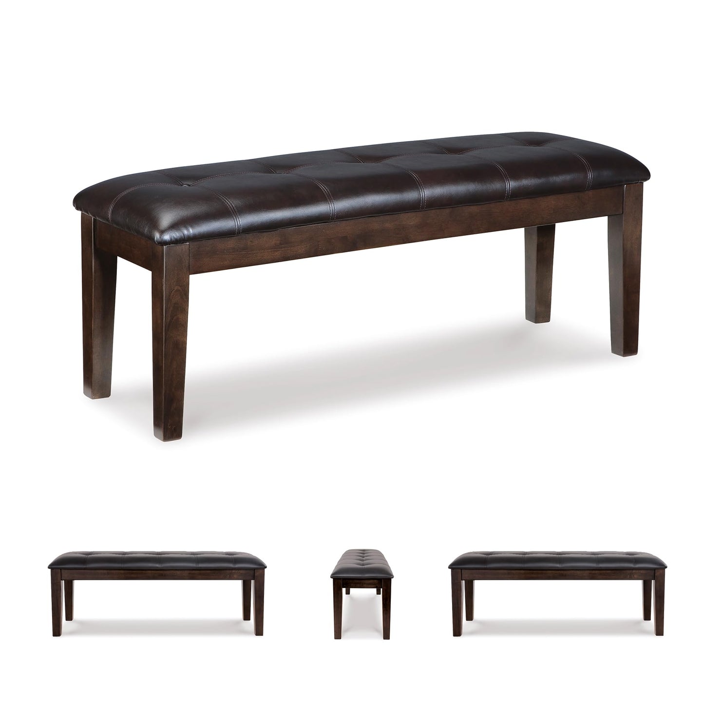 Signature Design by Ashley Haddigan Traditional Upholstered Dining Room Bench, Dark Brown