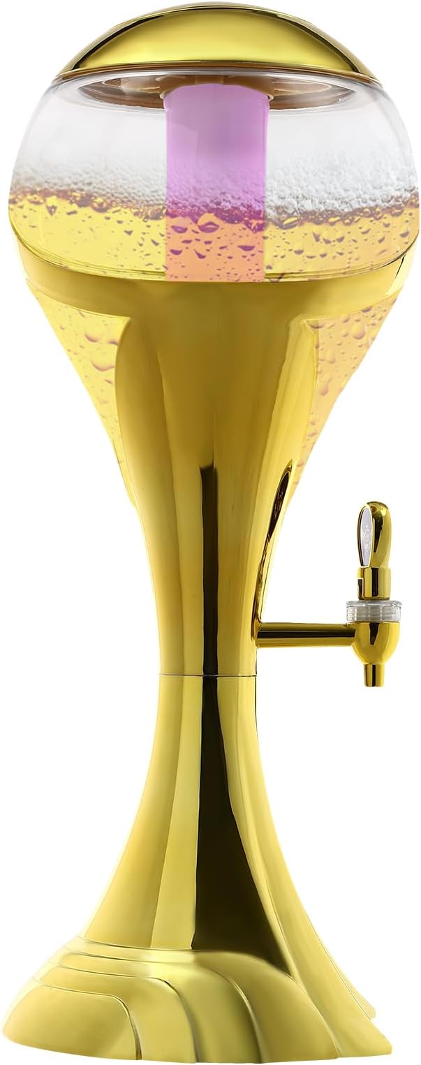 3L Wine Dispenser with LED Lights & Ice Tube,Elegant Glass Beverage Dispenser for Parties, 101oz Clear Sphere Drink Server...