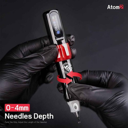 Dragonhawk Atom2 Tattoo Pen Machine Kit - Cordless & Corded Permanent Makeup Machine for Eyebrow Eyeliner Lip Liner - 2 Batteries, Lightweight 3.88oz, Professional & Beginner Friendly