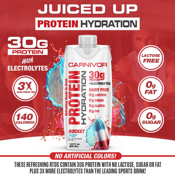 MuscleMeds Carnivor Protein Hydration RTD, Ready to Drink, Lactose Free, Sugar Free, 30g Isolate Protein, Halal Certified,...