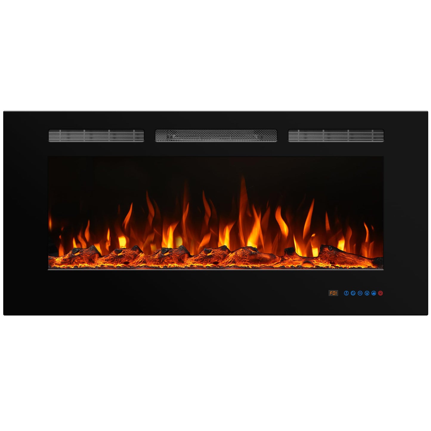 45'' Electric Fireplace Inserts, Recessed & Wall Mount Electric Heater and Linear Fireplace with Remote Control, Adjustable Flame Color, Temperature, Hard Wired & Plug in