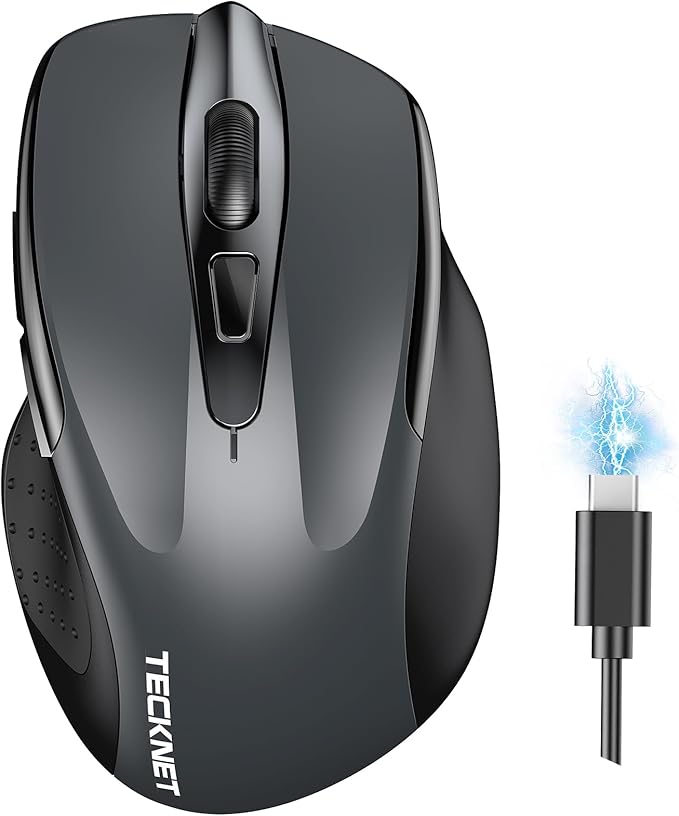 TECKNET Wireless Mouse (BT5.0/3.0 & 2.4G) Rechargeable 4800 DPI Silent USB A & Bluetooth Mouse 6 Buttons, Wide Compatibili...