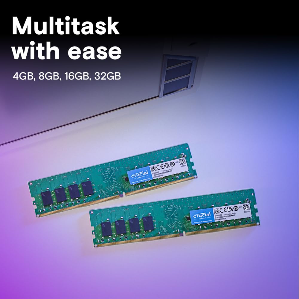 Crucial 16Gb Ddr4 Ram, 3200Mhz (Pc4-25600) Cl22 Desktop Memory, Udimm 288-Pin, Downclockable To 2933/2666Mhz, Compatible With In