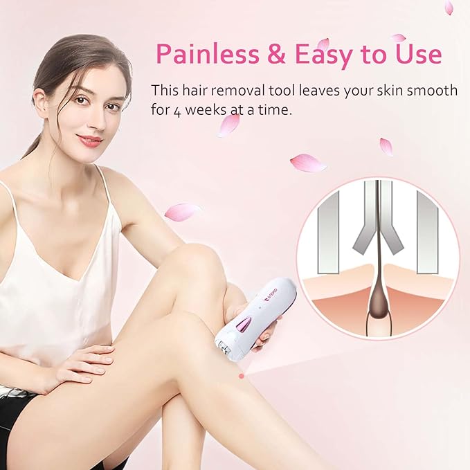 Epilator for Women, Smooth Glide Epilator Facial and Body Hair Remover with LED Light Rechargeable Hair Removal Device for Face, Bikini, Armpits, Arms, and Legs