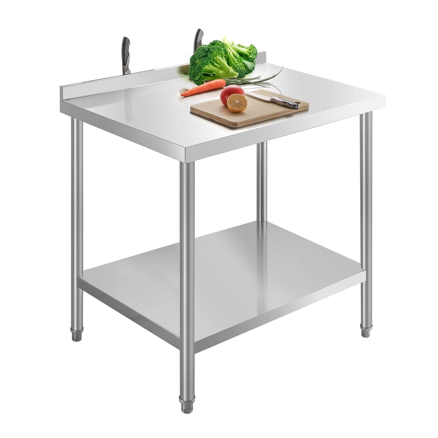 HXCFYP Stainless Steel Table Stainless Steel Table for Prep & Work 30 x 24 Inches with Backsplash and Knife Block for Restaurant, Home and Hotel