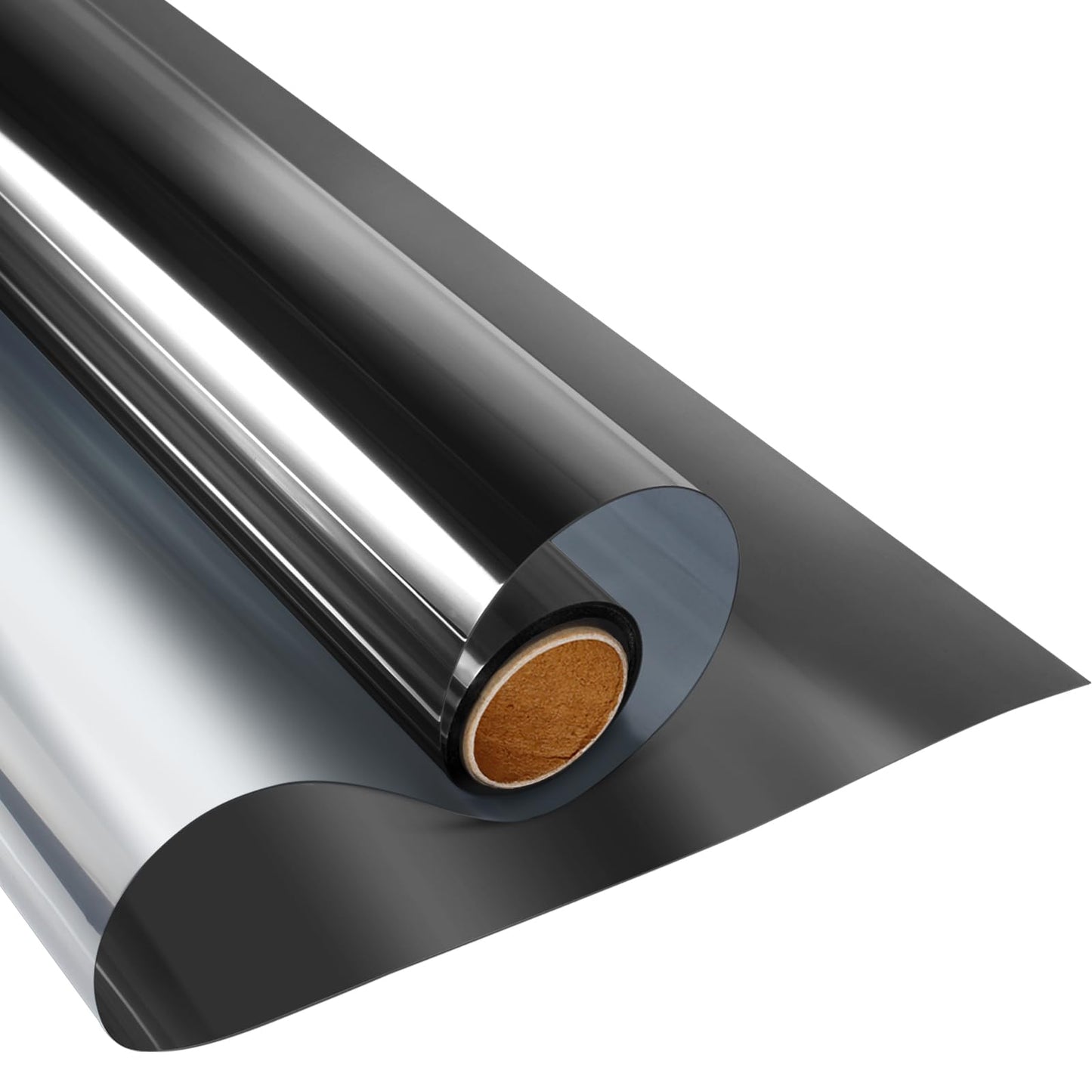 KESPEN Window Film One Way Daytime Privacy Heat Control Anti UV Non-Adhesive Reflective House Window Tint for Home and Office, Black-Silver, 35.4 Inch X 8.2 Feet
