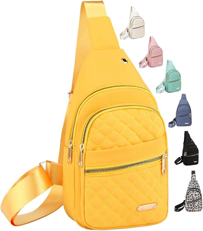 Crossbody Small Sling Backpack Sling Bag for Women Men, Chest Bag Daypack Crossbody for Travel Sport Running Hiking (Yellow)