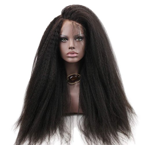 Dreambeauty 250% High Density Kinky Straight Lace Front Human Hair Wigs Brazilian Human Hair Lace Front Wig with Baby Hair for Women Natural Color (18 inch)