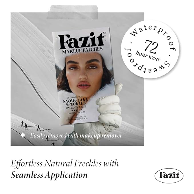 Fazit Makeup Patches - Snowflakes - Face Glitter Makeup Speckles - Glow Up Makeup Patches - Face Glitter Speckles Patches - Cute Glitter Makeup Accessories for Women - 6 Count