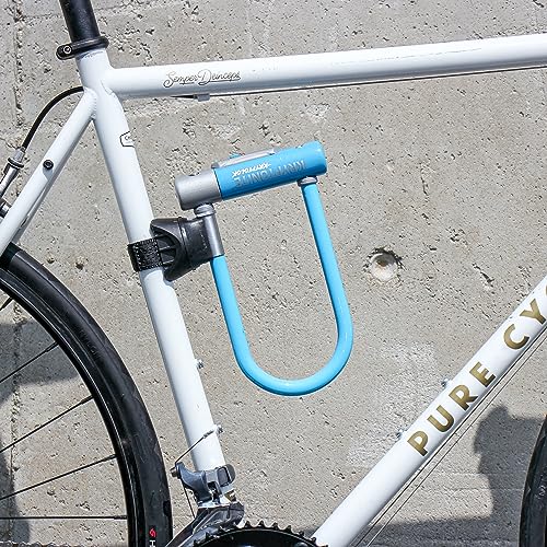 Kryptonite Kryptolok Mini-7 Bike U-Lock, Heavy Duty Anti-Theft Bicycle U Lock, 12.7mm Shackle with Mounting Bracket and Keys, High Security Lock for Bicycles Scooters, Light Blue