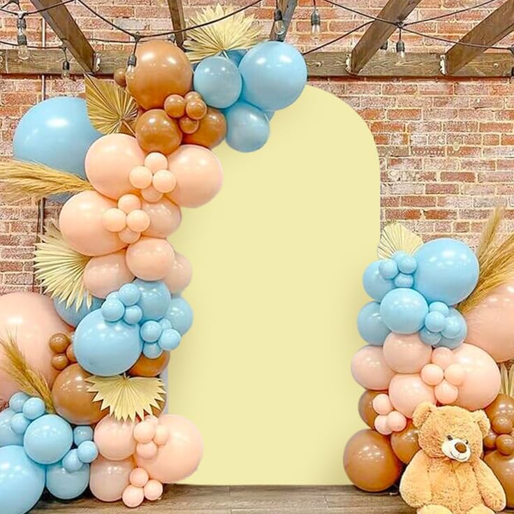 MODFUNS Light Yellow Arch Cover 7.2ft Spandex Arch Backdrop Cover Fitted Arch Stand Covers Stretchy Backdrop Covers Balloo...