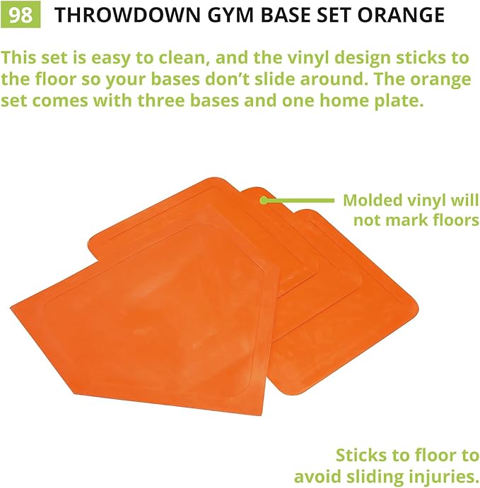 Champion Sports Baseball/Softball Throw Down Base Sets – Durable Indoor/Outdoor Training Bases – Sets of 4 or 5 in Orange or White