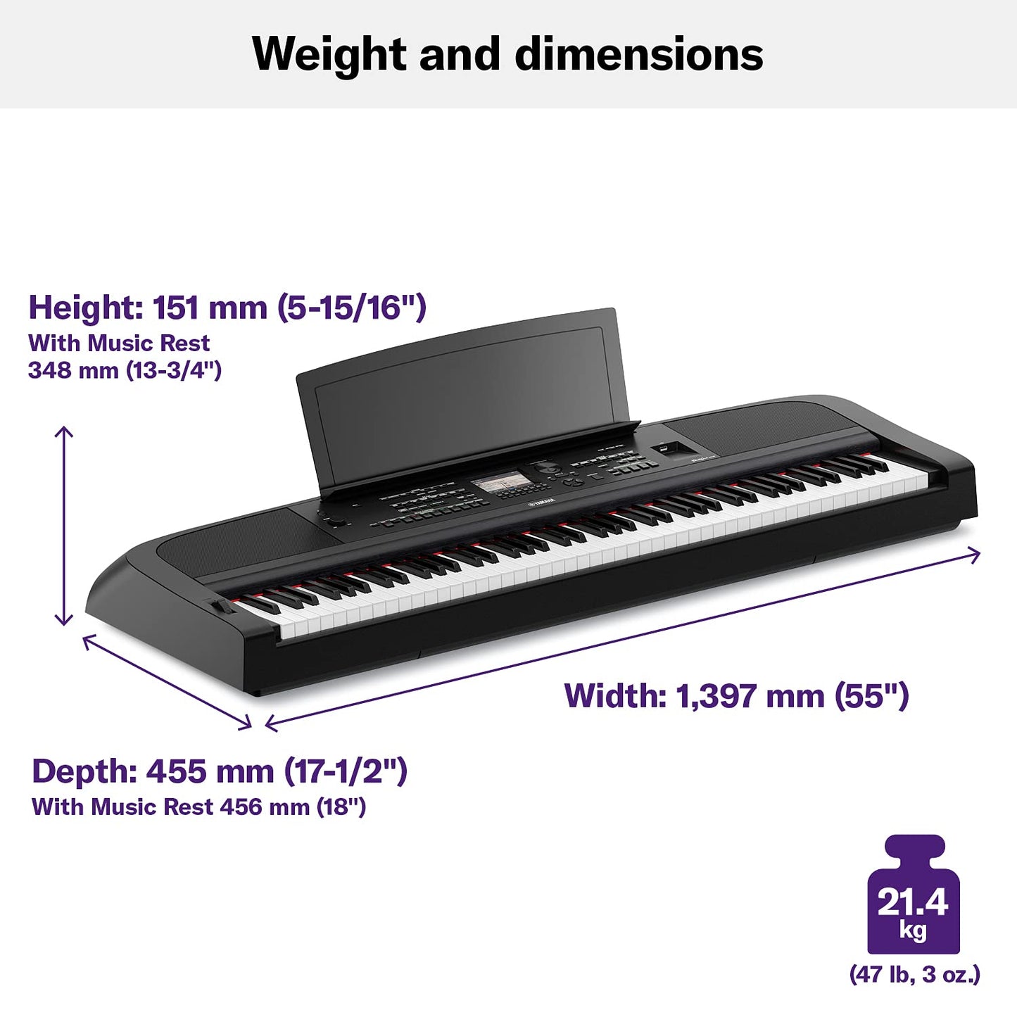 Yamaha DGX-670B, 88-Key Weighted Digital Piano with Sustain Foot Switch and Music Rest, Black - Furniture Stand Sold Separately