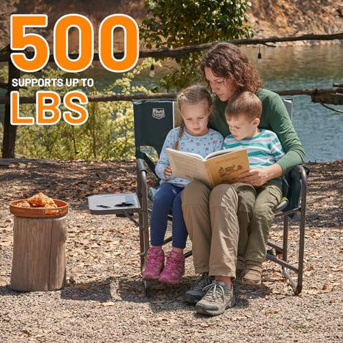 Timber Ridge XXL Extra Wide Foldable Directors Chair with Side Table, 500 lbs Heavy Duty Camping Chairs for Adults, Oversi...