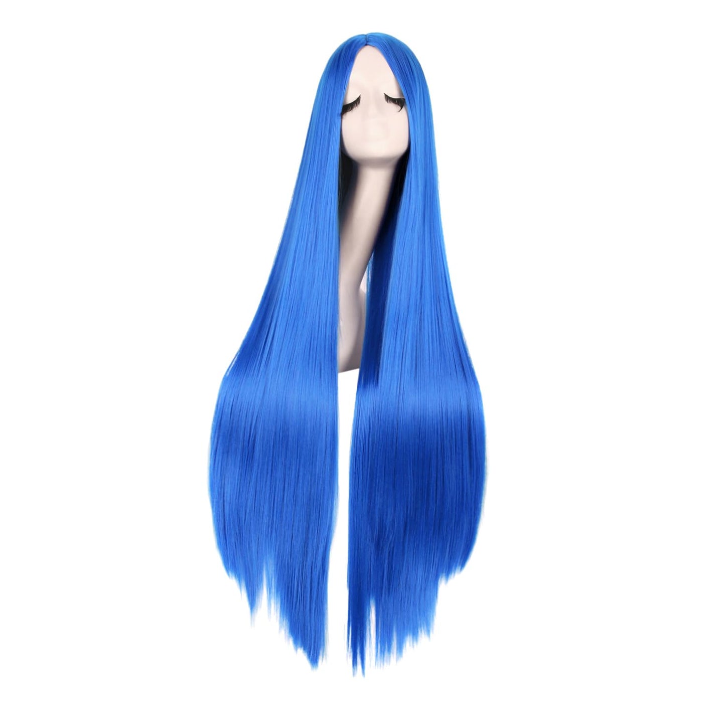 MapofBeauty 40 Inch/100 cm Fashion Straight Long Costume Anime Cosplay Anime Wig (Bright Blue)