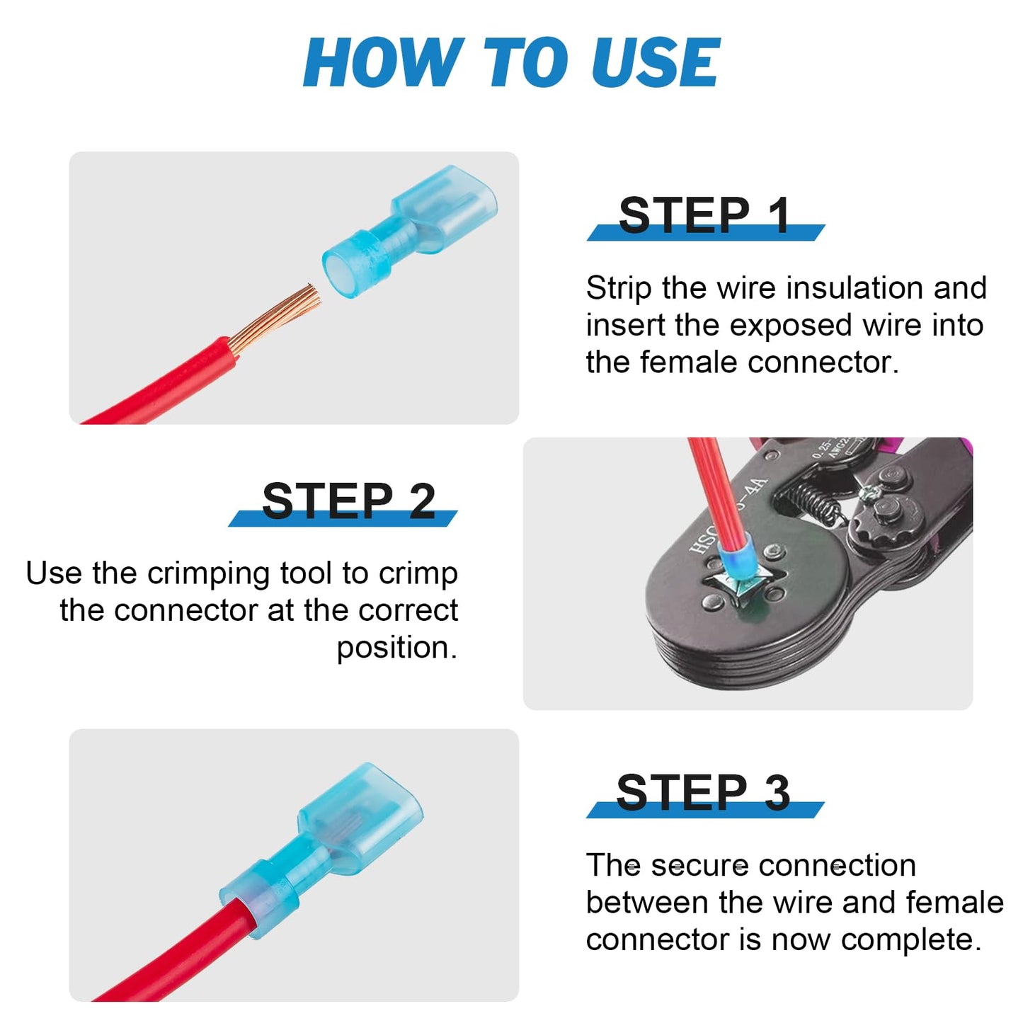 Ftimda 90PCS Female Spade Connector Kit, Nylon Spade Wire Terminal Connectors for 12-10, 16-14, 22-16 AWG Wire, Quick Disconnect Fully Insulated Crimp Terminals for Auto, Speaker and Stereo Wiring