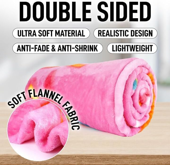 Zulay Donut Blanket - Novelty Big Round Pink Glazed for Adults and Kids - Premium Soft Flannel for Indoors, Outdoors, Trav...