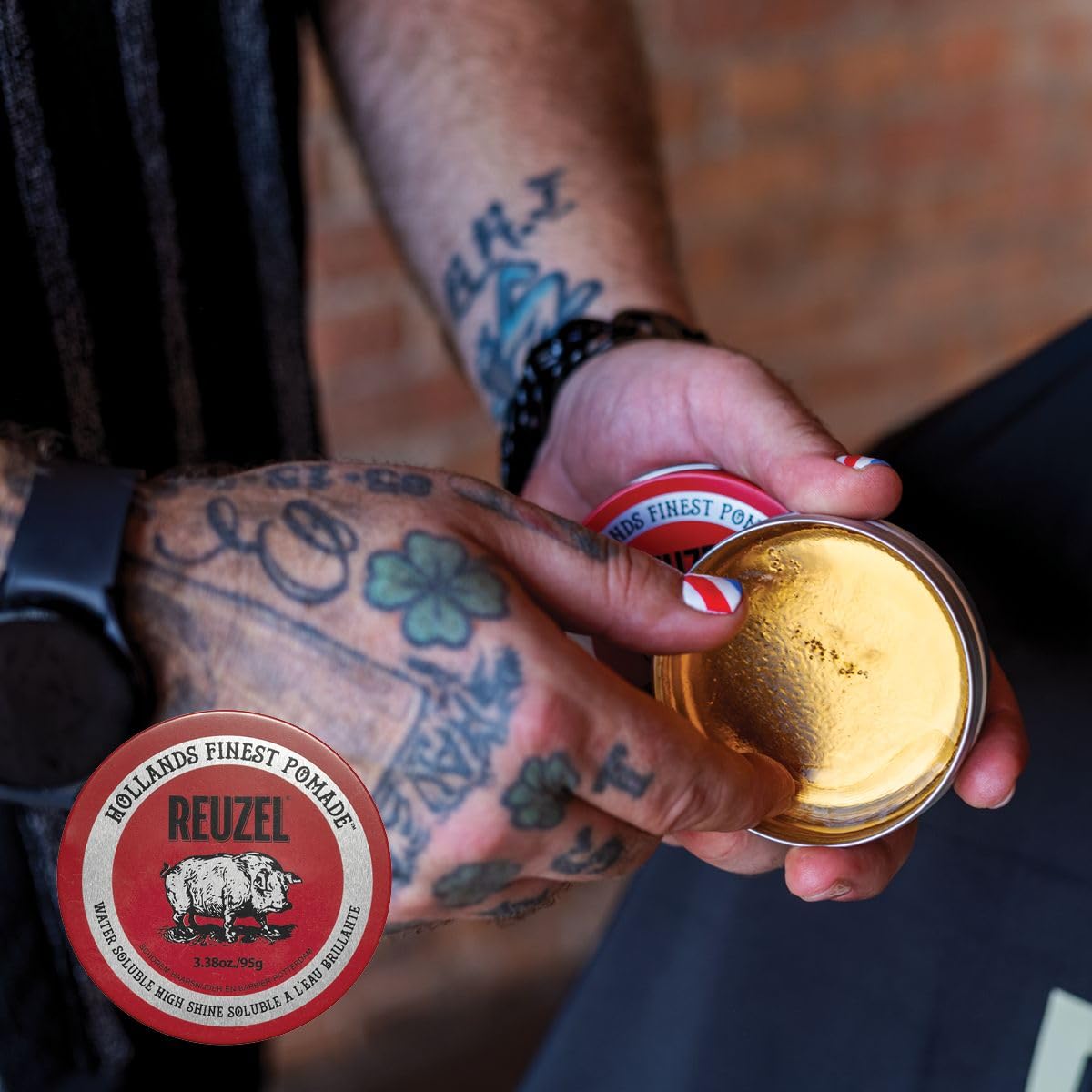 REUZEL Red Pomade, Medium All Day Hold, Water Soluble Styling, High Shine and Flake Free, Easy To Wash Out, For All Hair Types,