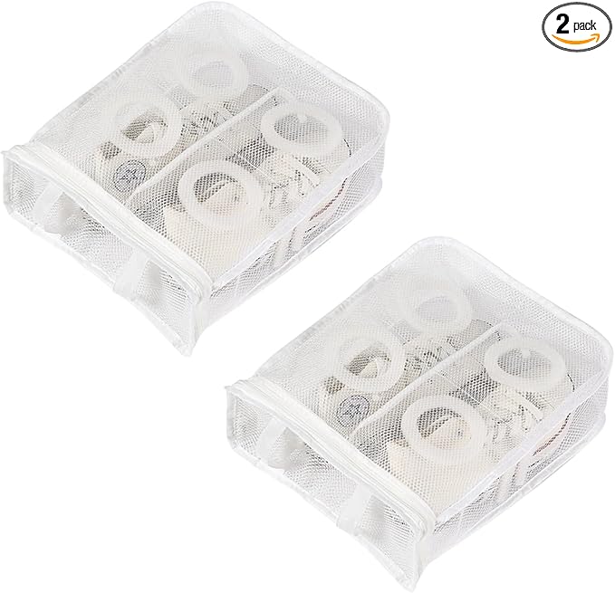 Shoe Wash Bags, Mesh Cleaning Bags for Sneaker, Underwear, Socks, Hangable Mesh Laundry Bags for Washing Machine, 2 Packs