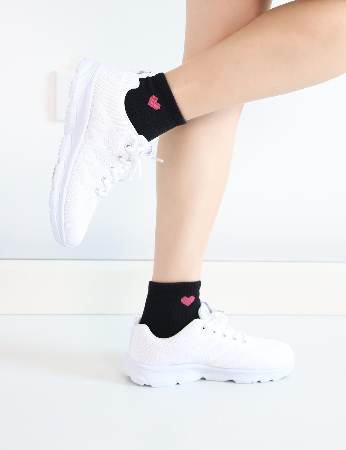 SailingTailor Solid Color Heart Crew Socks Casual Cute Lovely Low Cut Soft Cotton Sports Running Athletic Quarter Socks for Women