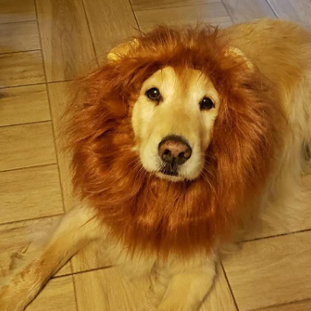 Dog Lion Costume,Dog Costumes for Medium Large Dogs,Dog Lion Mane, Dog Halloween Costumes, Lion Mane for Dog, Fits Neck Size 19"- 29"