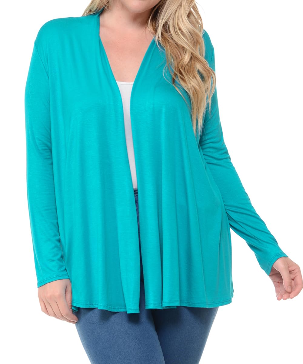 Pastel by Vivienne Women's Long Sleeve Jersey Plus Size Cardigan X-Large Jade
