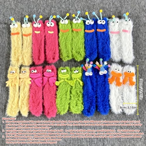 Soft Fuzzy Couple's Thickened Plush Socks | Funny Cartoon Faces, Warm Cold-Resistant Indoor/Outdoor Wear, Creative Gift fo...