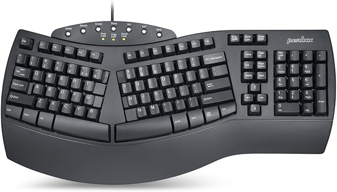 Perixx PERIBOARD-512B Wired Ergonomic Keyboard - Split Keyboard, Wrist Rest, Natural Typing - Wired USB Connectivity - US ...