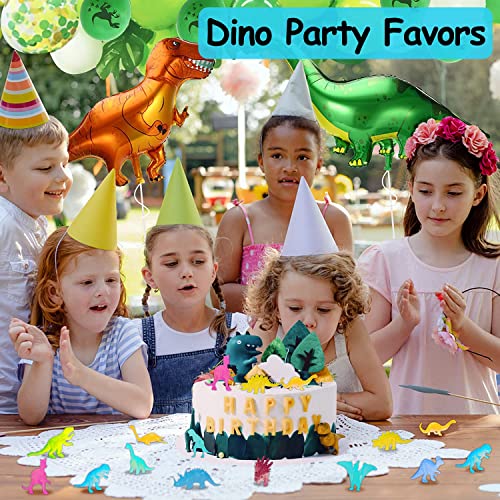 48Pcs Glow in Dark Mini Dinosaur Figures Kids Valentines Day Gifts School Birthday Party Favors Supplies Dino Cupcake Topp...