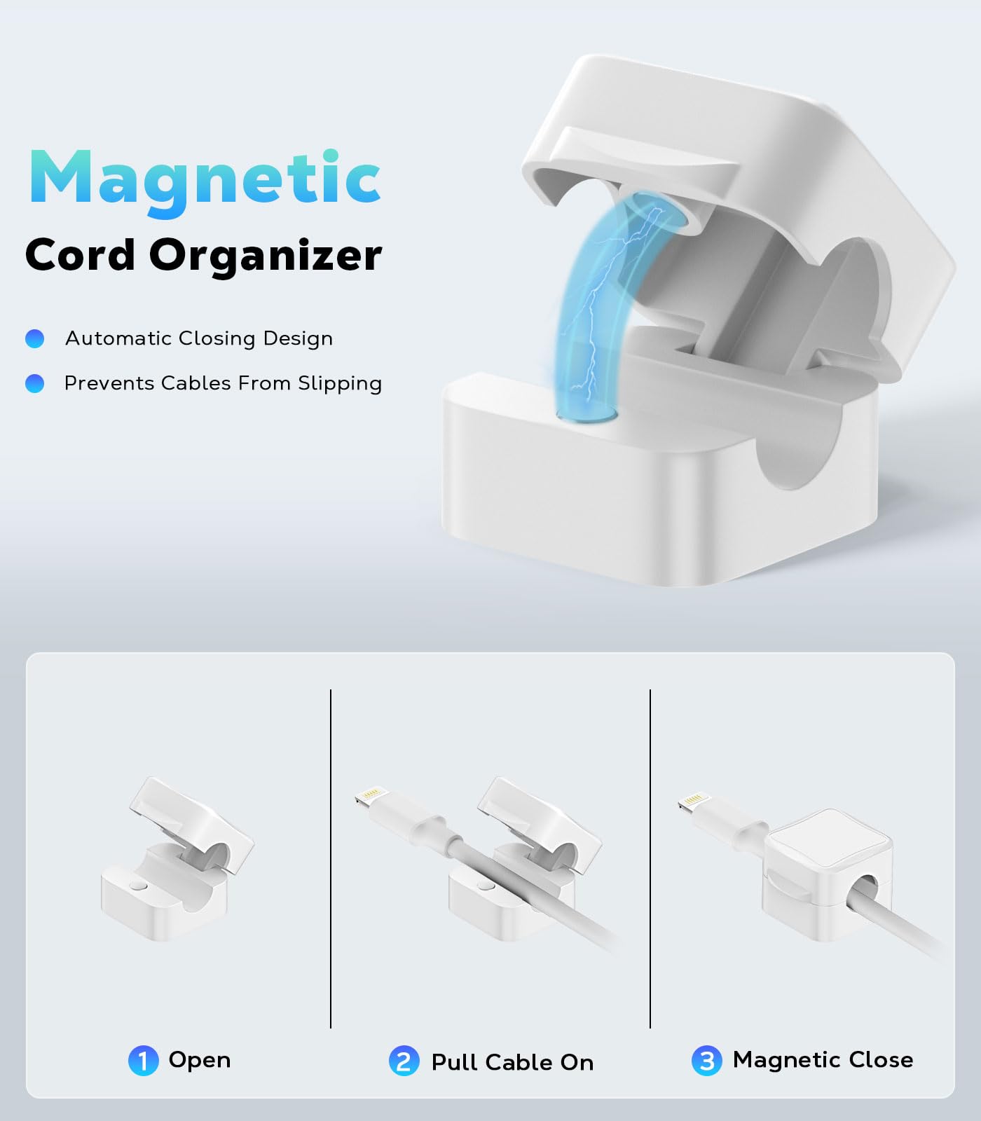Moko 8 Pack Magnetic Cable Clips, Desk Cord Organizer, Adhesive Cord Holder, Cable Management Wire Holder Keeper Organizer For N