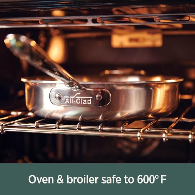 All-Clad D5 5-Ply Stainless Steel Cookware Set 5 Piece Induction Oven Broiler Safe 600F Pots and Pans Silver