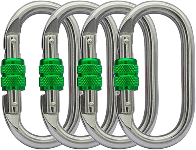 Heavy Duty Locking Climbing Carabiner Clip CE Rated 25 kN 5600 LB Rugged Terrain Approved Industrial Strength Twist Lock C...
