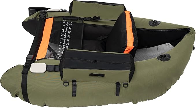 286.6 lbs Portable Inflatable Fishing Boat - 90-180°Adjustable Backrest, Ideal for Fishing, Rafting & Outdoor Adventures, ...