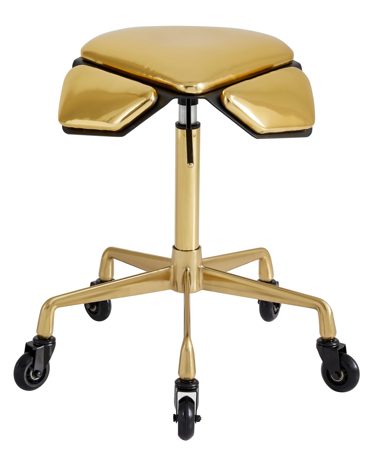 Towning Stool Chair with Ultra-Quiet Wheels, Rolling Salon Stool with Adjustable Height, 360 Degree Swivel Ergonomic Chair for Hair Stylist, Clinic, Massage, Office, Home (Gold)