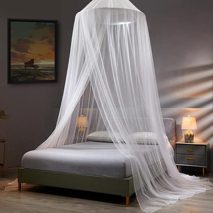 VISATOR Mosquito Net Bed Canopy for Girls,King Canopy Bed Curtains Queen Size from Ceiling,Dome Mosquito Netting Bed Tent ...