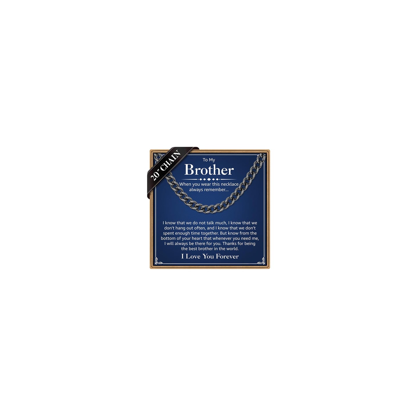 PAERAPAK Gift for Brother - Mens Necklace Chain Gifts for Brother Adult, Fathers Day Graduation Birthday Gifts for Him Men from Sister, 7mm Width Black Stainless Steel Cuban Chain for Him Jewelry